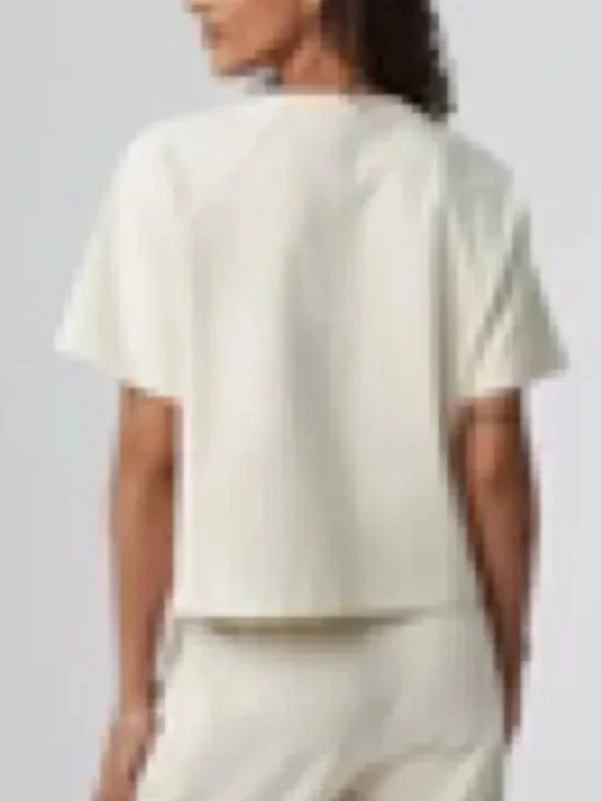 Vuori Short Sleeve Mackenzie Top - Natural Cream Size Small Oversized $88 - Picture 2 of 8